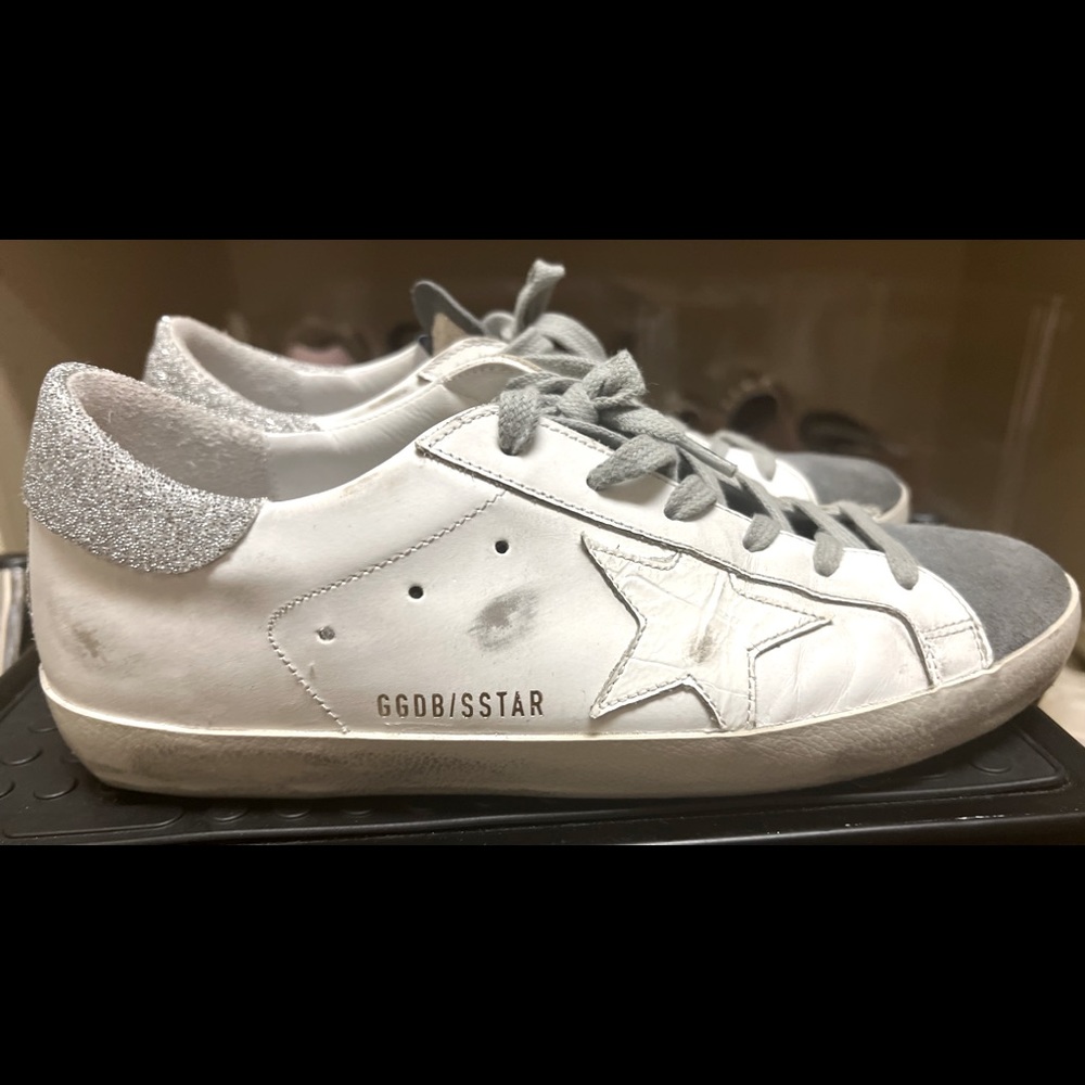 Worn only ONCE! Golden Goose superstar sneaker with Swarovski crystal heel tab